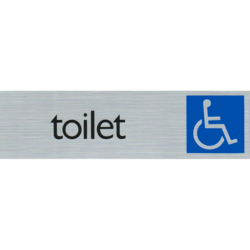 Invaliden toilet - Aluminium look zelfklevend deurbordje